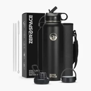 Insulated-Water-Bottle-1200ml-with-3-Extra-Lids-Black