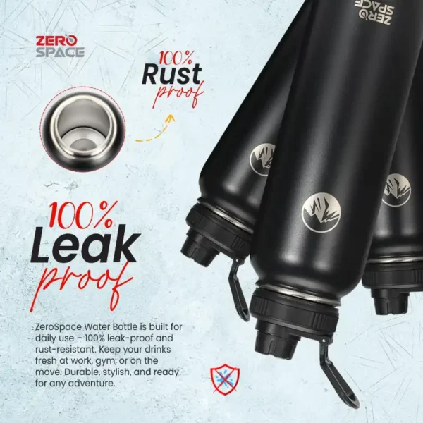 Insulated Water Bottle 1200ml with 3 Extra Lids – Black – photo 6