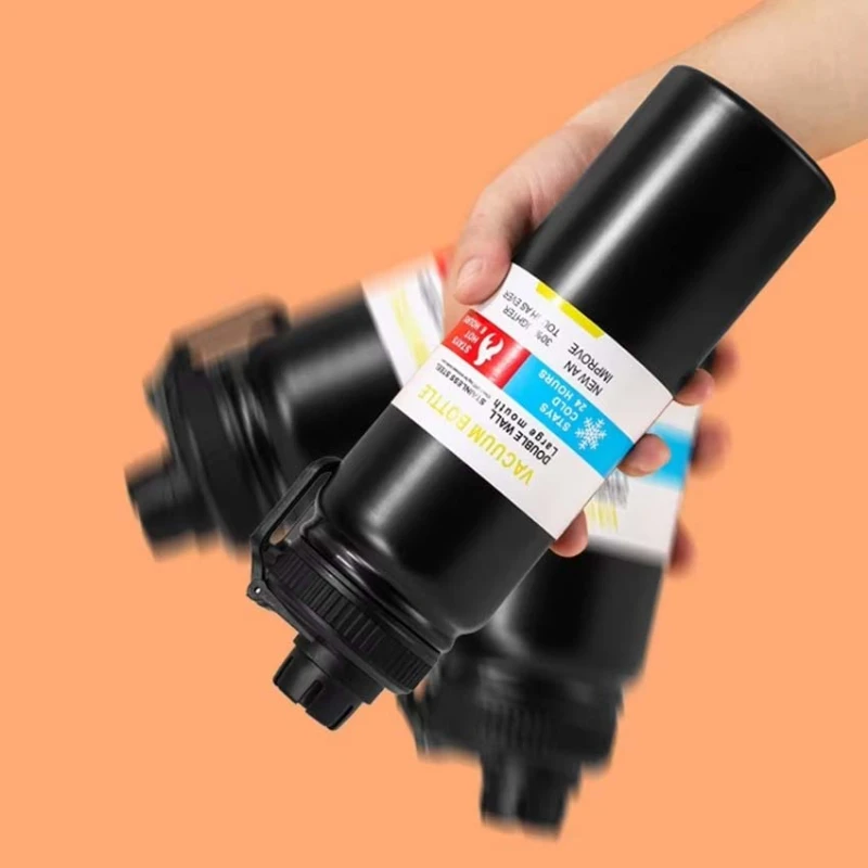 Double Wall Stainless Steel Water Bottle 800ml - Black - Image 2