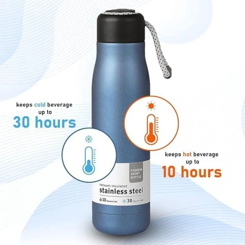 Insulated Stainless Steel Sports Bottle 500ml - Blue - Image 5