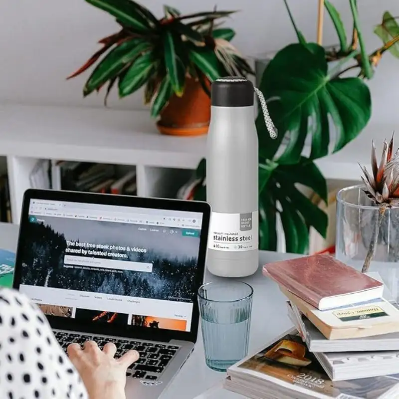 Insulated Stainless Steel Sports Bottle 500ml - Silver - Image 6